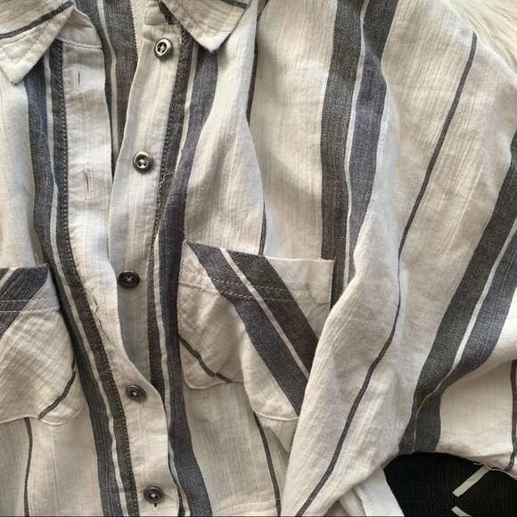 Free People—Relaxed Shirt Striped Jumpsuit Tie Waist. Sz XS - Picture 5 of 8